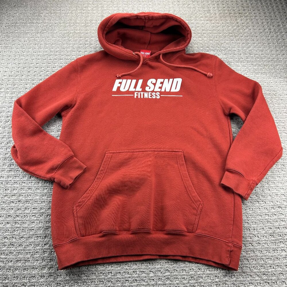 Full Send Fitness NELK Boys Hoodie Men Large L ORANGE COLOR Pull Over Sweater